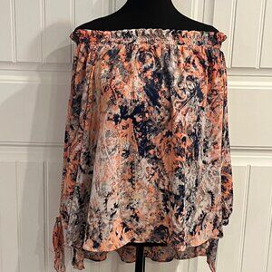A.N.A Off-the-Shoulder High-Low Blouse XL | Boho Chic Tie Sleeve Top